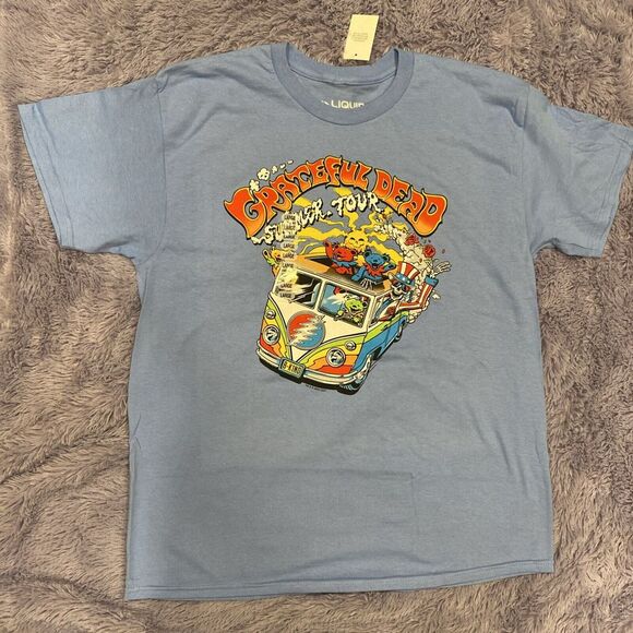 The Grateful Dead Summer Tour 2023 Band T Shirt Mens Size Large Solid Blue - Picture 1 of 9